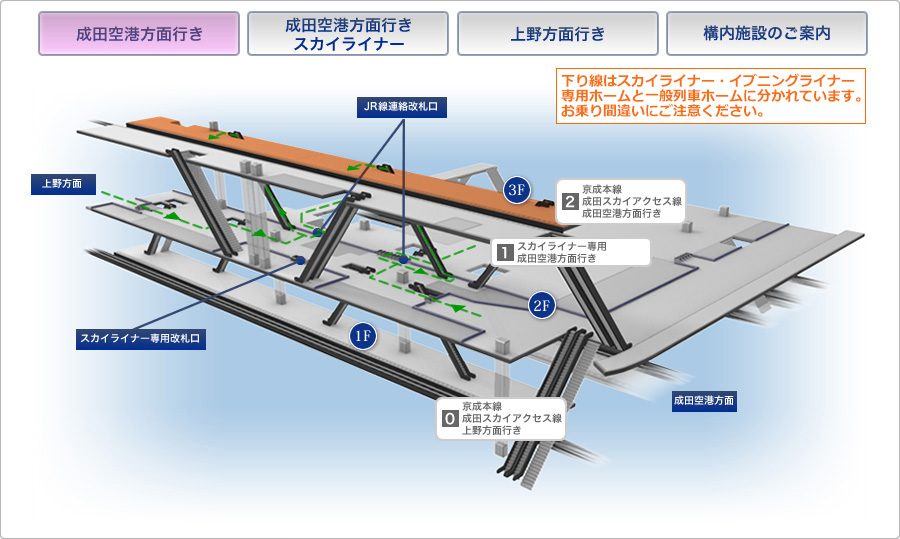 成田空港方面行きマップ