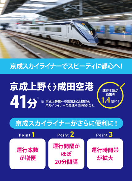 京成スカイライナーでスピーディに都心へ！